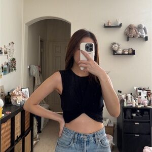 Topshop Black Tank Cropped US4